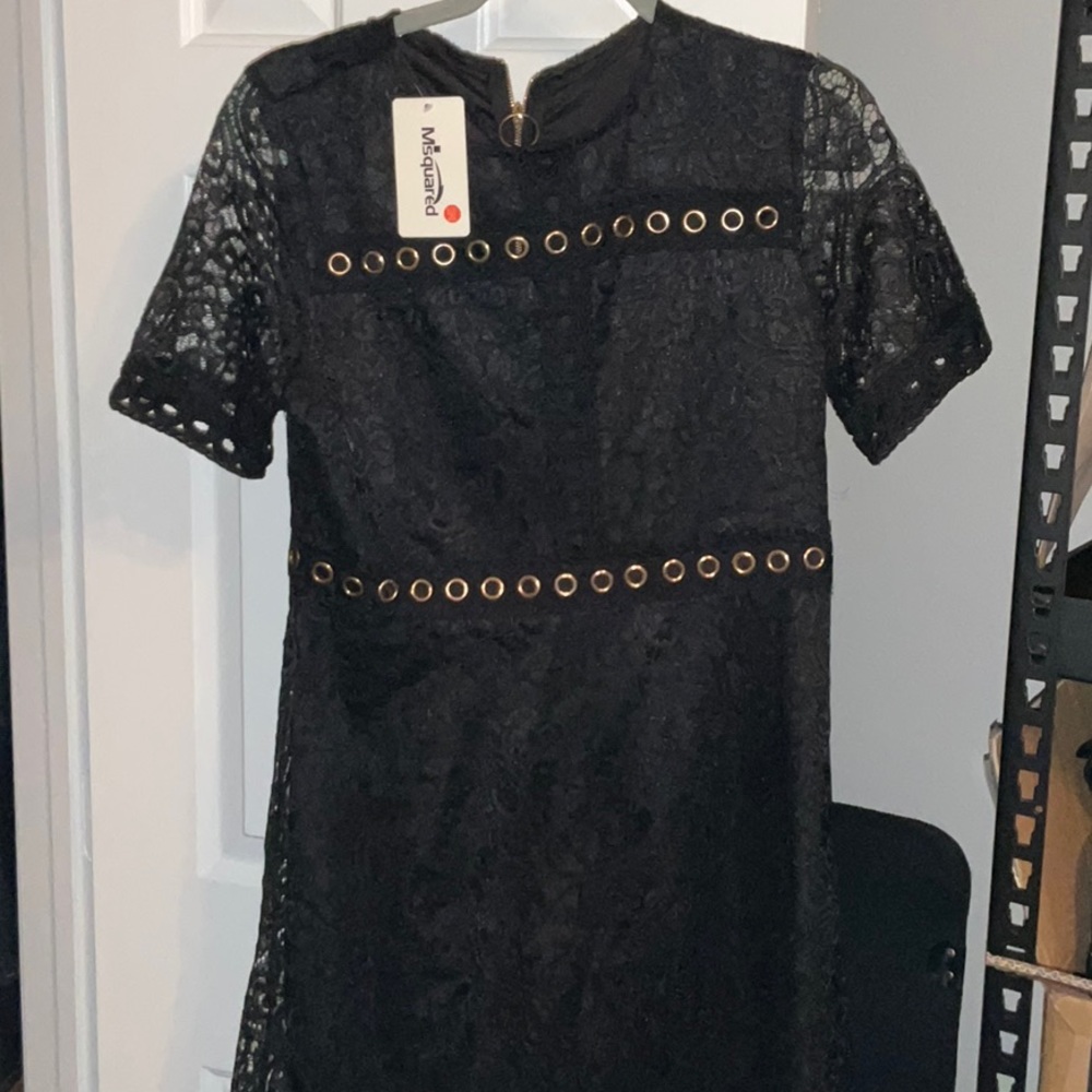 MSquared Black Polyester maxi Dress with  Gold Ring Accents size 2X